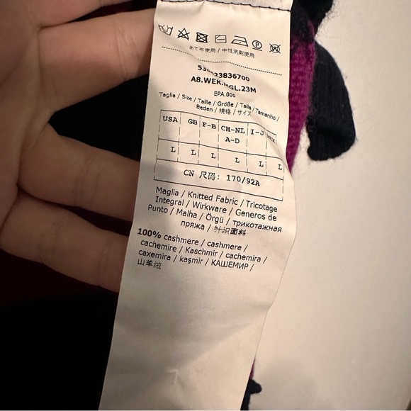 MaxMara 100% Cashmere Striped Sweater Purple Blue Size Large - Picture 4 of 5